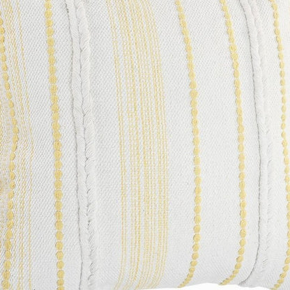 20" X 20" White Blue Gray And Tan 100% Cotton Striped Zippered Pillow