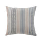20" X 20" White Blue Gray And Tan 100% Cotton Striped Zippered Pillow