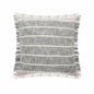 20" X 20" Gray White And Pink 100% Cotton Striped Zippered Pillow