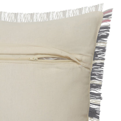 20" X 20" Gray White And Pink 100% Cotton Striped Zippered Pillow