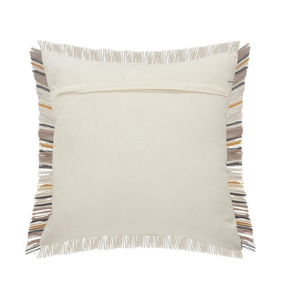 20" X 20" Taupe Gray Yellow And Navy 100% Cotton Striped Zippered Pillow