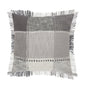 20" Gray And White Cotton Plaid Throw Pillow with Fringe