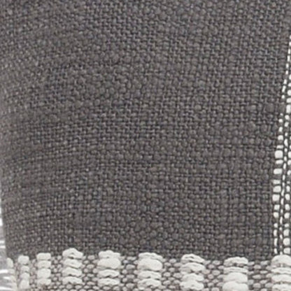 20" Gray And White Cotton Plaid Throw Pillow with Fringe
