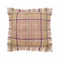 20" Pink And Yellow Cotton Plaid Throw Pillow with Fringe