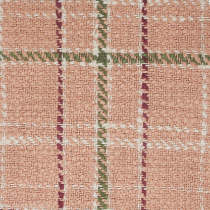 20" Pink And Yellow Cotton Plaid Throw Pillow with Fringe