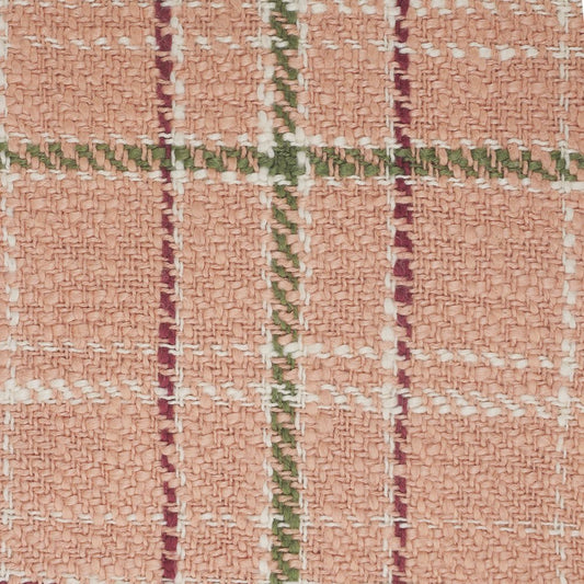 20" Pink And Yellow Cotton Plaid Throw Pillow with Fringe