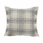 20" X 20" White And Gray-Blue Polyester Plaid Zippered Pillow