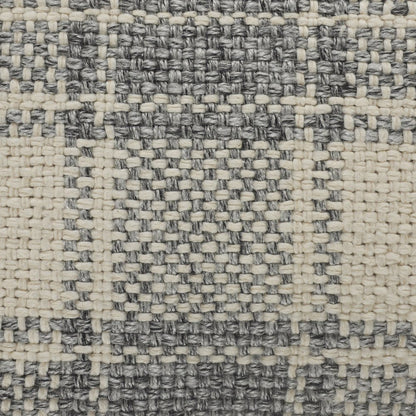20" X 20" White And Gray-Blue Polyester Plaid Zippered Pillow