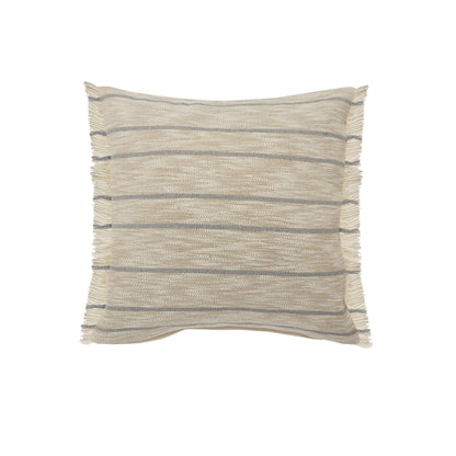 20" Taupe and Dusty Blue Jute Throw Pillow