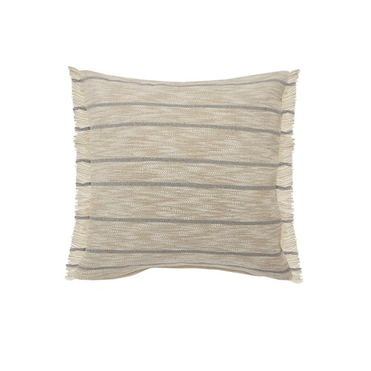 20" Taupe and Dusty Blue Jute Throw Pillow