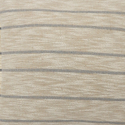 20" Taupe and Dusty Blue Jute Throw Pillow