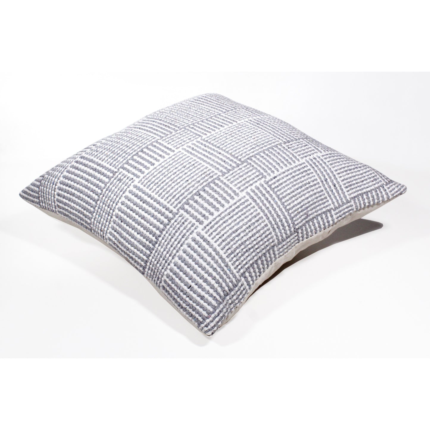 20" X 20" Gray And White 100% Cotton Geometric Zippered Pillow