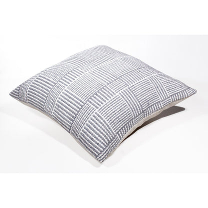 20" X 20" Gray And White 100% Cotton Geometric Zippered Pillow