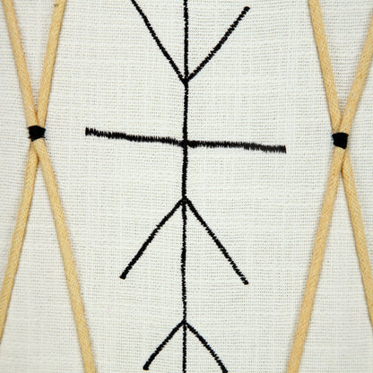 20" X 20" Off-White Black And Cream 100% Cotton Geometric Zippered Pillow