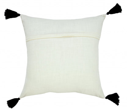 20" X 20" Off-White And Black 100% Cotton Geometric Zippered Pillow