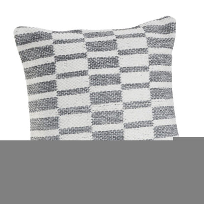 18" X 18" Gray And White 100% Cotton Geometric Zippered Pillow