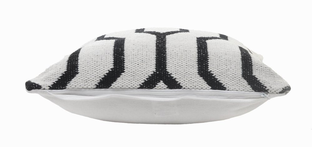 20" Black And White Cotton Geometric Throw Pillow