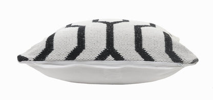 20" Black And White Cotton Geometric Throw Pillow