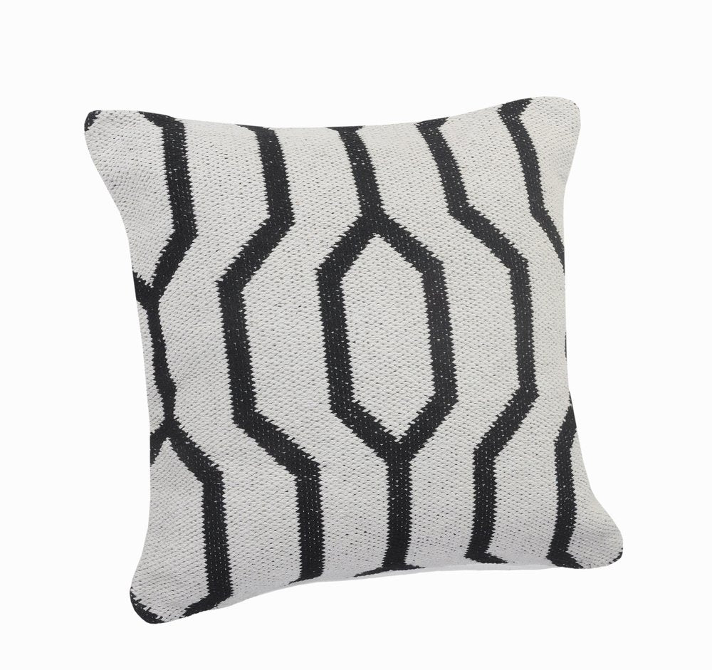 20" X 20" White And Tan 100% Cotton Geometric Zippered Pillow