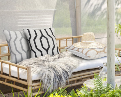 20" Black And White Cotton Geometric Throw Pillow