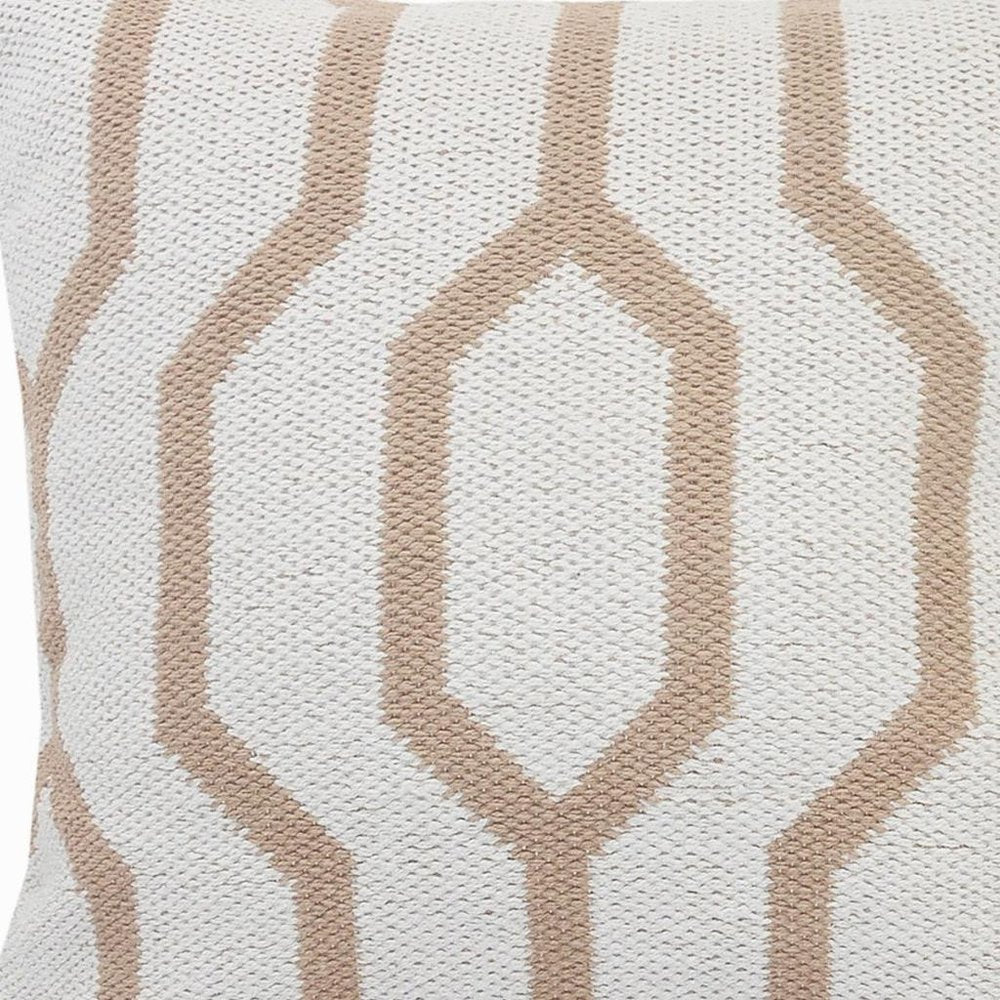 20" Black And White Cotton Geometric Throw Pillow