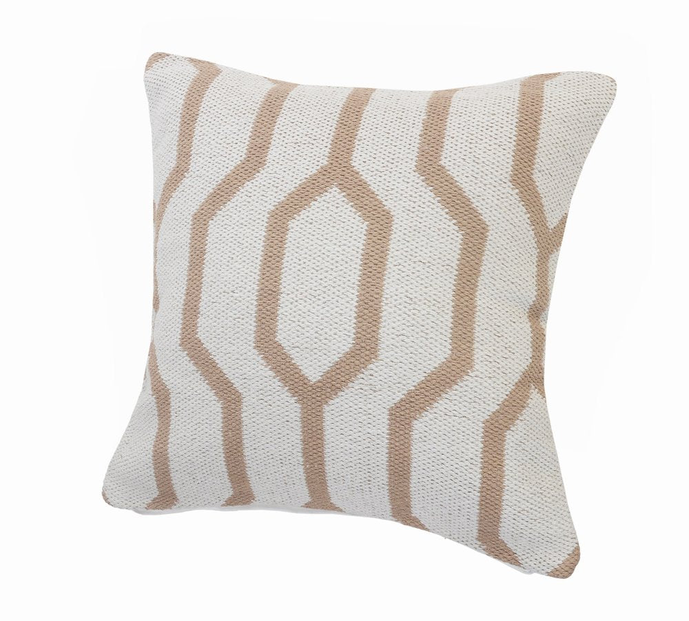 20" Black And White Cotton Geometric Throw Pillow
