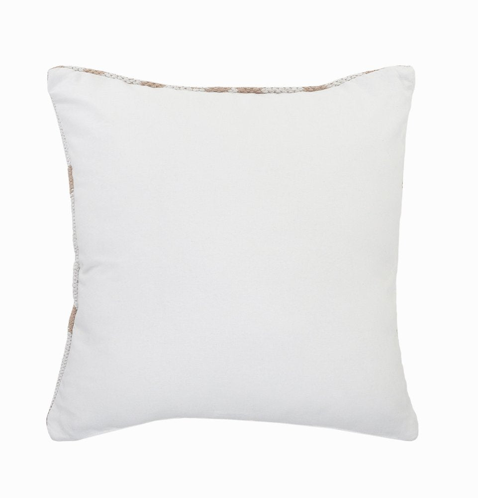 20" X 20" White And Tan 100% Cotton Geometric Zippered Pillow