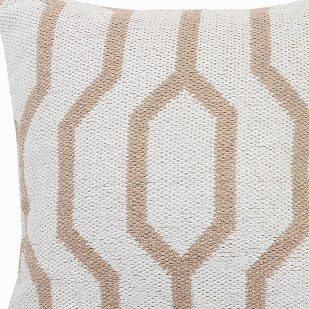 20" Black And White Cotton Geometric Throw Pillow