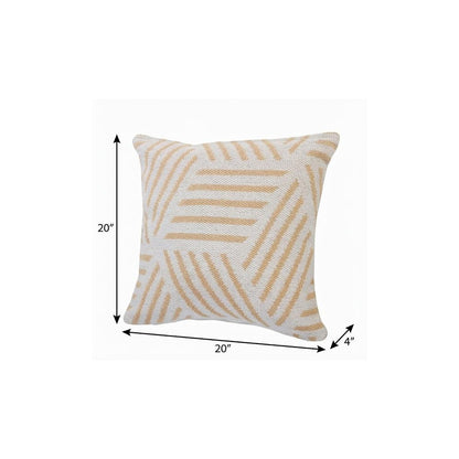 20" Black And White Cotton Geometric Throw Pillow