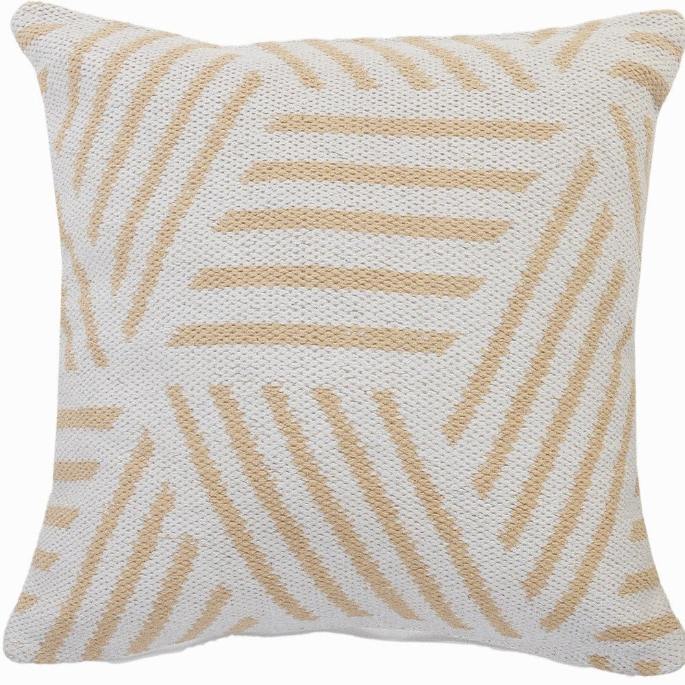 20" Black And White Cotton Geometric Throw Pillow