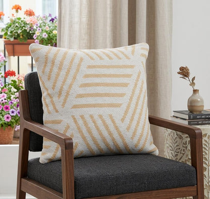 20" Black And White Cotton Geometric Throw Pillow