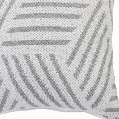 20" X 20" Gray And White 100% Cotton Geometric Zippered Pillow