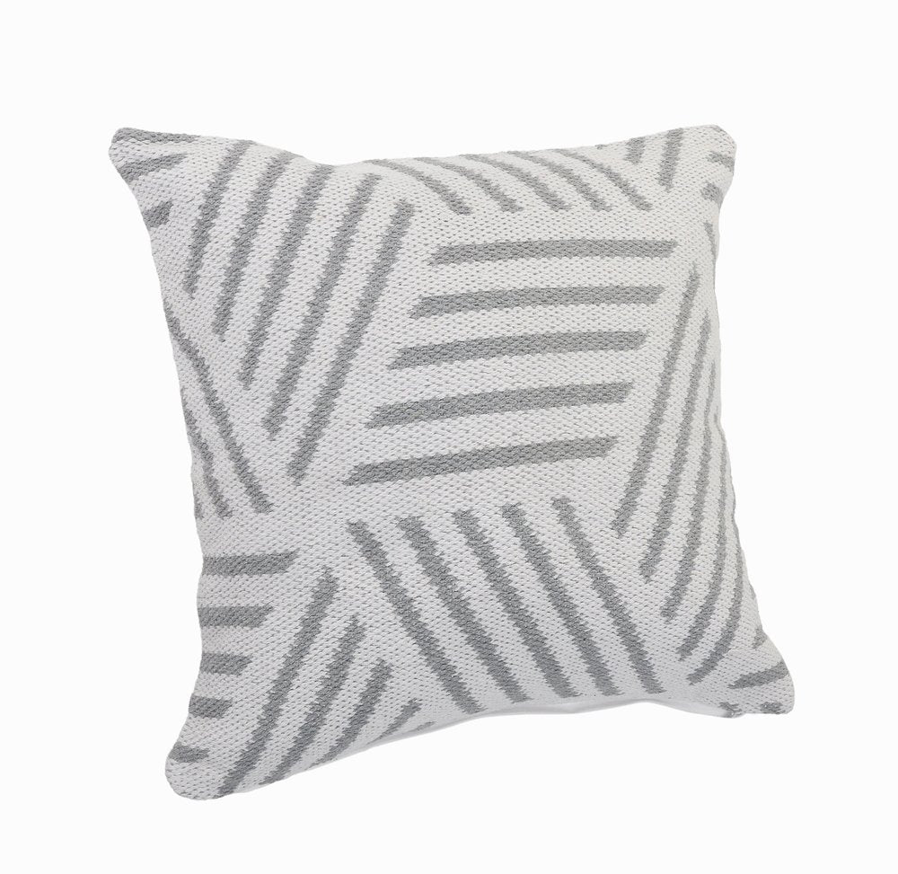 20" Black And White Cotton Geometric Throw Pillow