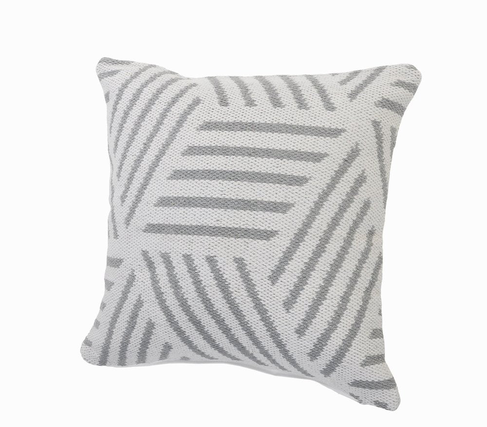 20" Black And White Cotton Geometric Throw Pillow