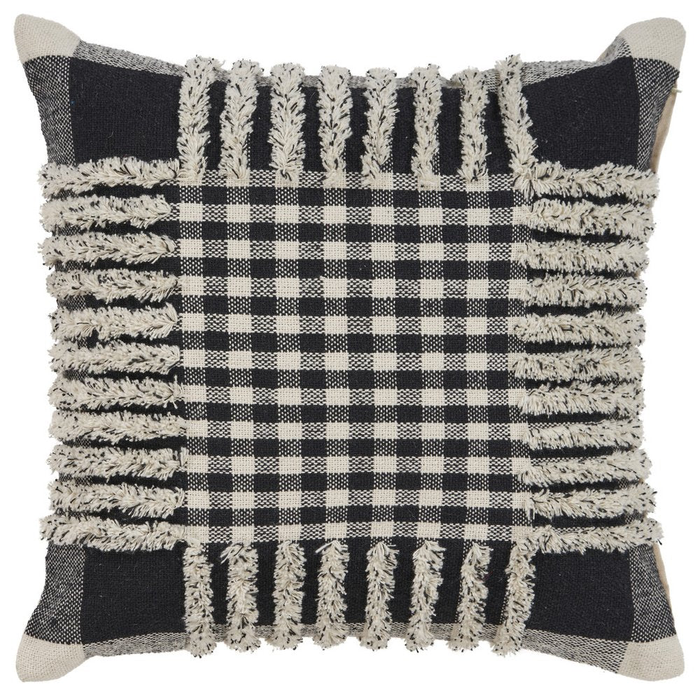 18" Black and Off White Throw Pillow