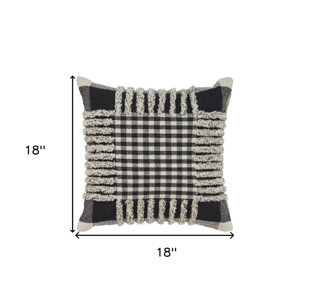 18" Black and Off White Throw Pillow
