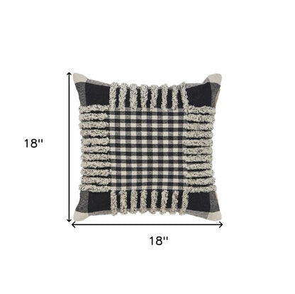 18" Black and Off White Throw Pillow
