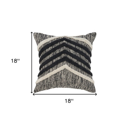 18" Black and Off White Throw Pillow