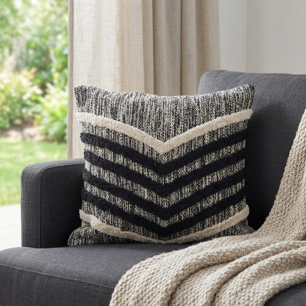 18" Black and Off White Throw Pillow