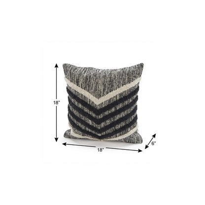 18" Black and Off White Throw Pillow