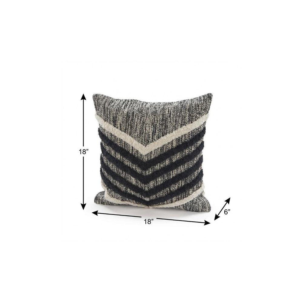 18" Black and Off White Throw Pillow