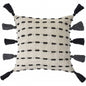 20" Black And Cream Cotton Geometric Throw Pillow with Tassels