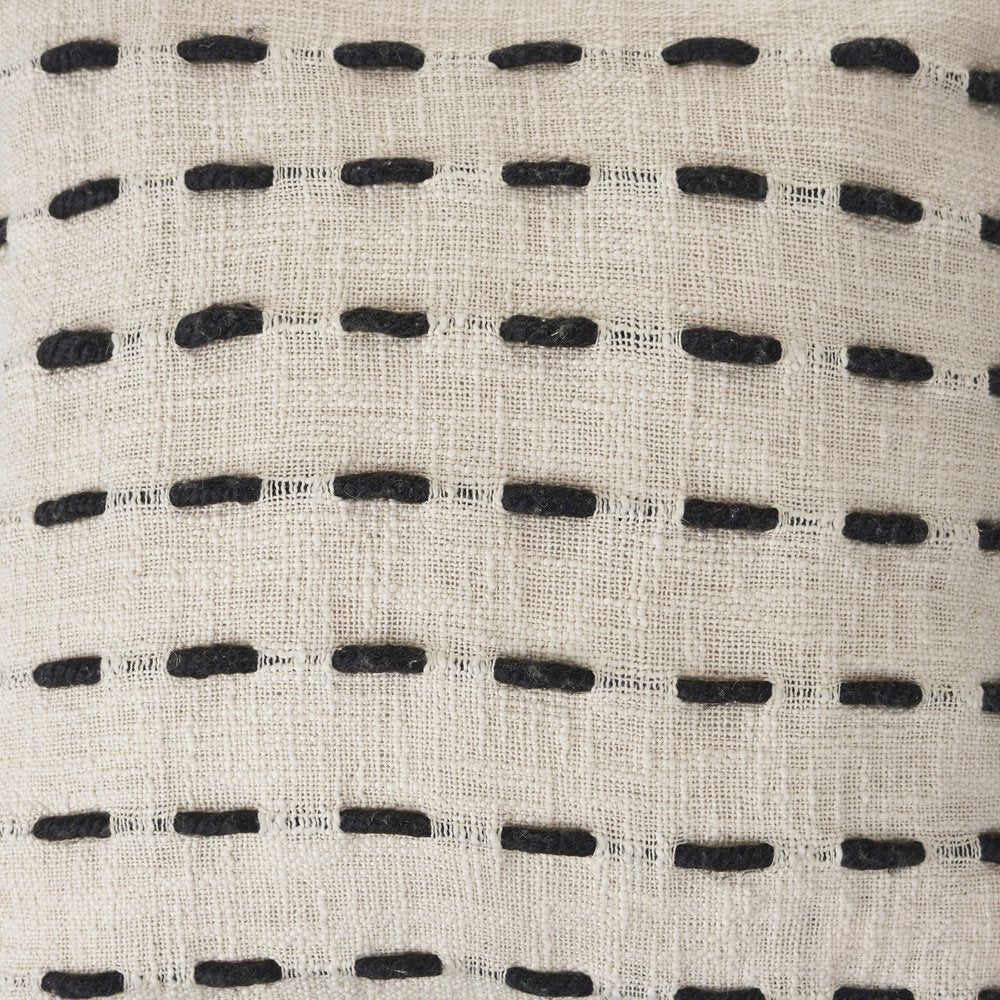 20" Black And Cream Cotton Geometric Throw Pillow with Tassels