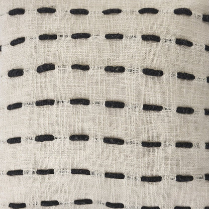 20" Black And Cream Cotton Geometric Throw Pillow with Tassels