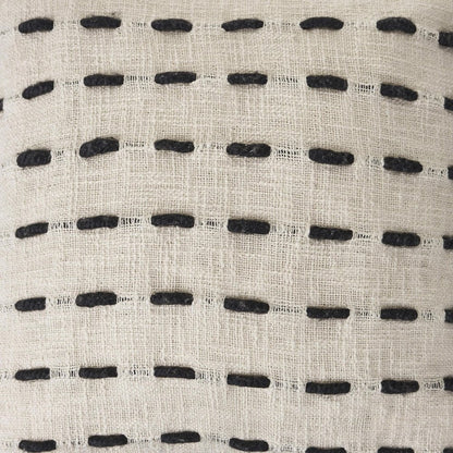20" Black And Cream Cotton Geometric Throw Pillow with Tassels