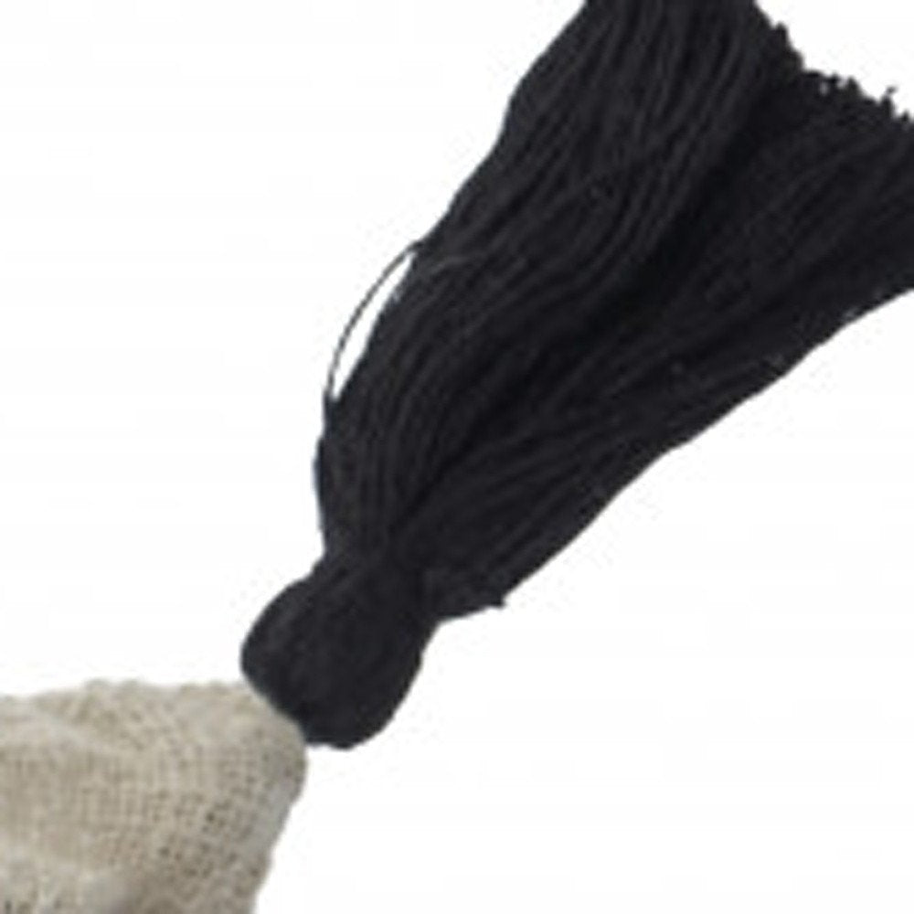 20" Black And Cream Cotton Geometric Throw Pillow with Tassels