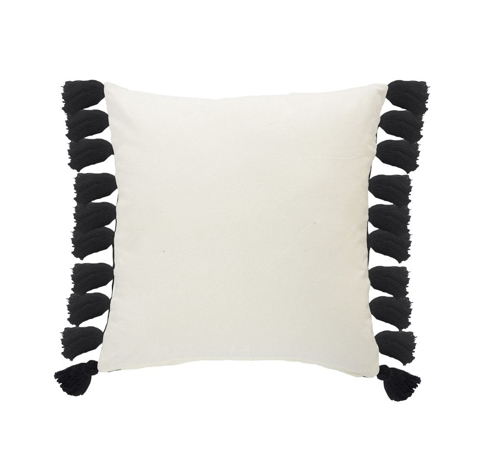 20" X 20" Black And Ivory 100% Cotton Striped Zippered Pillow