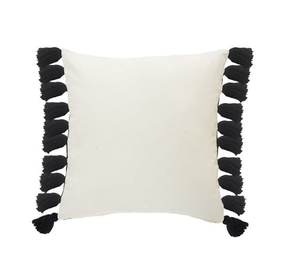 20" X 20" Black And Ivory 100% Cotton Striped Zippered Pillow