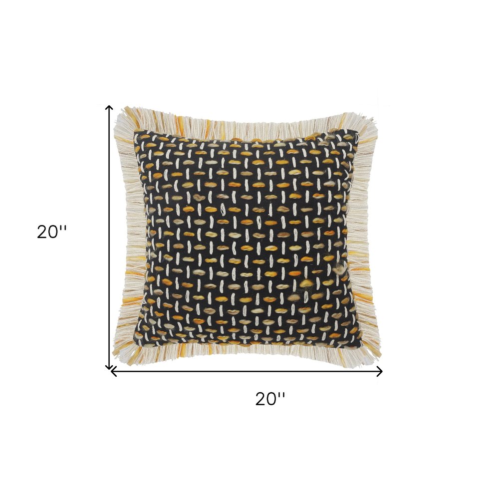 20" X 20" Black Gold And White Polyester And Cotton Blend Geometric Zippered Pillow