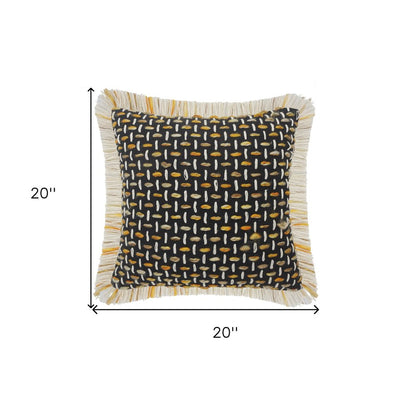 20" X 20" Black Gold And White Polyester And Cotton Blend Geometric Zippered Pillow